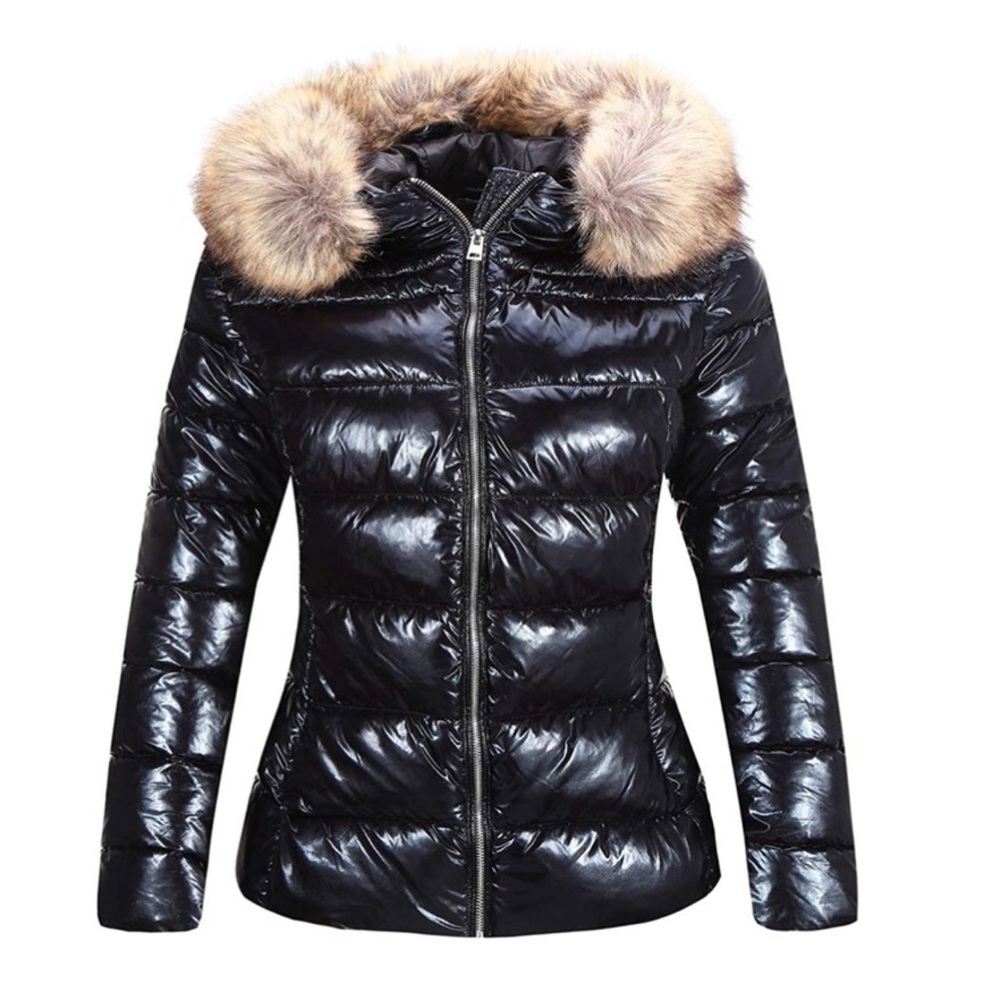 Lightweight Puffer Jacket Warm Coat Hooded Fur